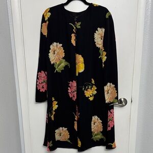 Elegant Black Floral Long Sleeve Dress